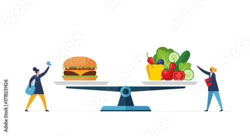 Healthy Eating Versus Unhealthy Food Choice on Scale.