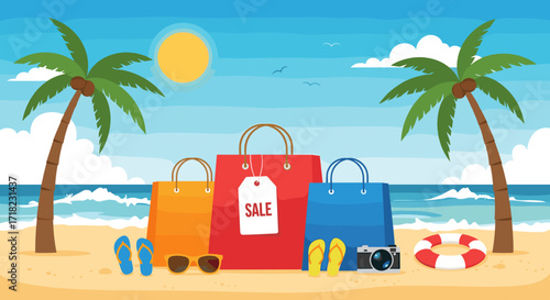 Summer Beach Shopping Bags Sale Vacation Lifestyle.