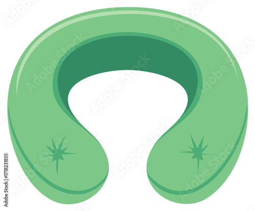 U shaped green travel neck pillow for comfort rest and sleep vector illustration