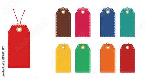 Collection of Colorful Price Tags and Labels.