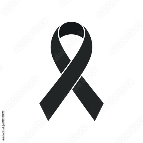 Black Ribbon Vector Illustration Mourning Remembrance Loss Grief Condolence
