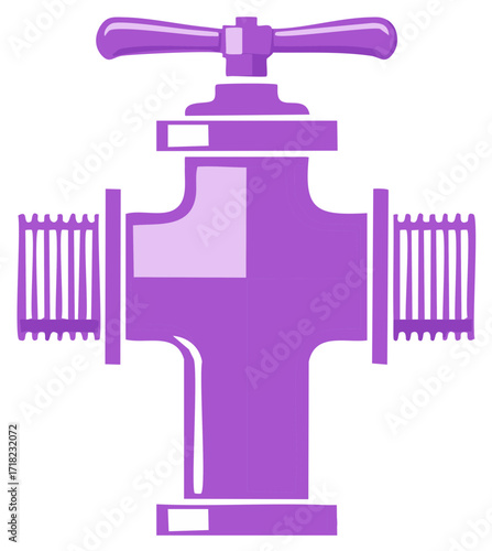 Abstract purple fire hydrant with a handle and gated caps for safety