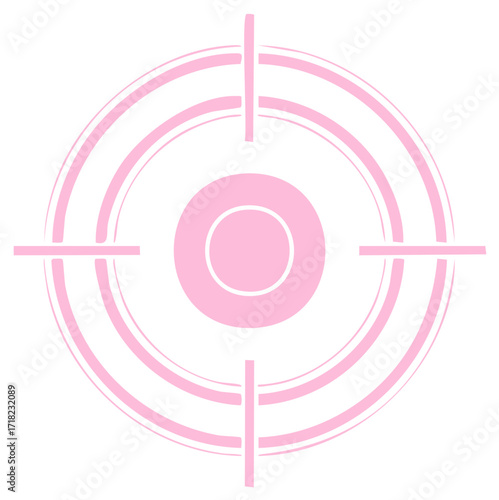 Pink target symbol with bullseye and crosshairs for aiming accuracy and goal setting