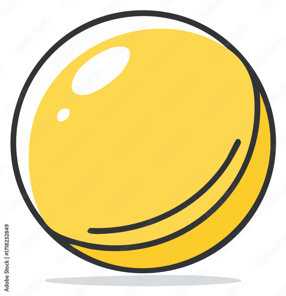 Fototapeta premium Vibrant yellow sphere icon with glossy highlights cartoon illustration