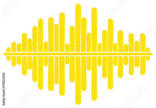 Vibrant Yellow Audio Waveform Graphic Illustration on White Backdrop
