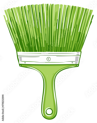 Conceptual illustration of a paintbrush with green grass bristles for ecology and nature