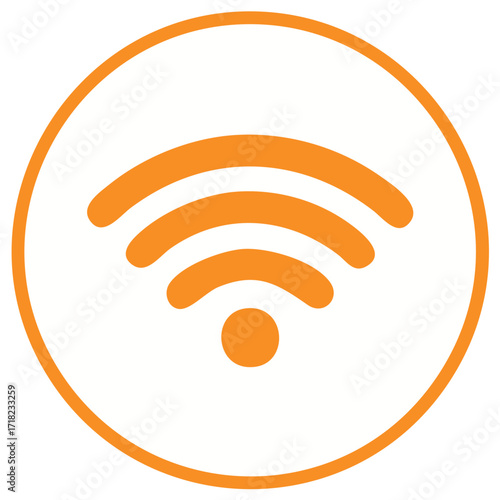 Orange Wifi Signal Icon Inside a Circle Conceptualizing Connectivity