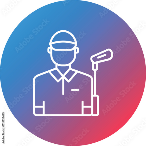 Golf Player Line Gradient Circle Background Icon