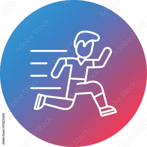 Running Person Line Gradient Circle Background Icon