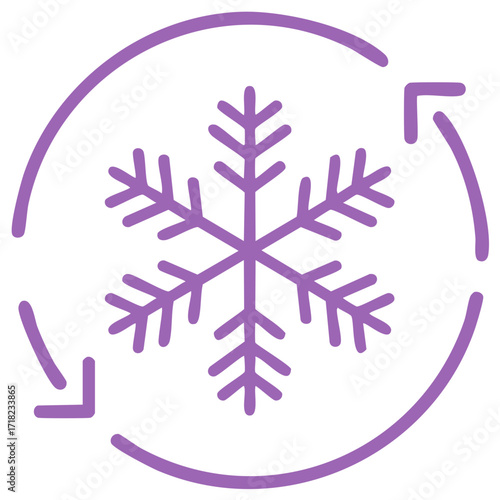 Cold Exchange Symbol, Snowflake and Arrows in Circulation. Low temperature cooling technology, winter or freezing concept, illustration.