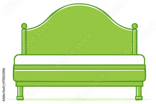 Green stylized bed furniture vector illustration isolated simple design
