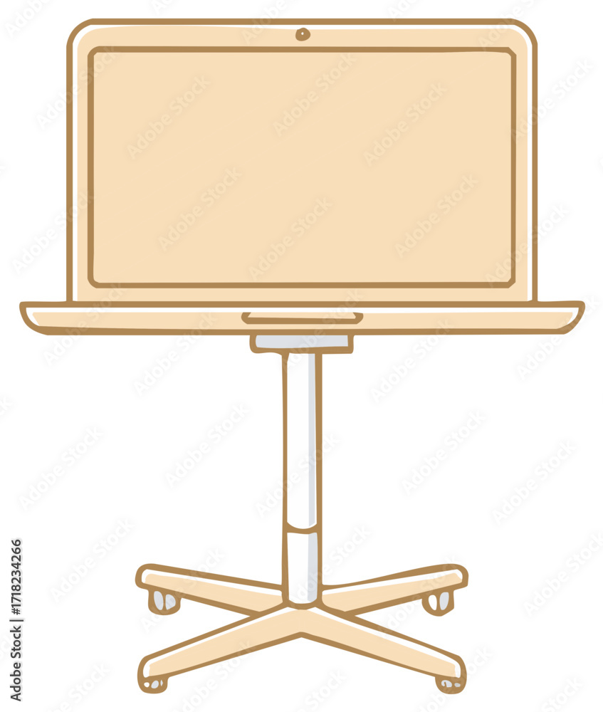 Fototapeta premium Laptop on an adjustable rolling stand for modern workspace flexibility and ergonomic comfort