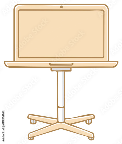 Laptop on an adjustable rolling stand for modern workspace flexibility and ergonomic comfort