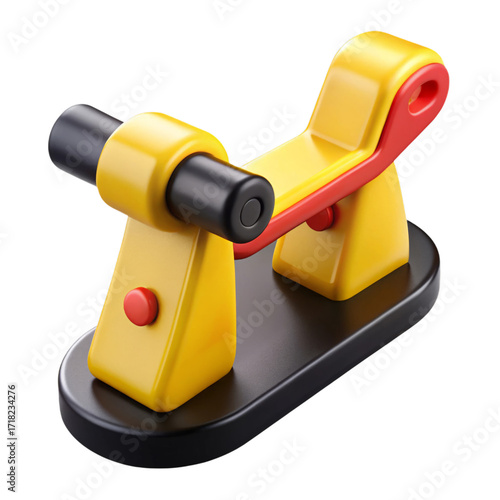 Yellow red seesaw toy isolated on a transparent background playground children