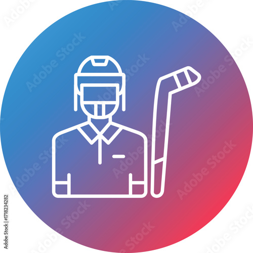 Hockey Player Line Gradient Circle Background Icon