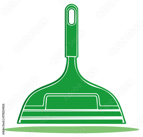 Green dustpan vector icon illustration for cleaning and household supplies