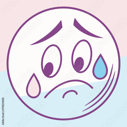 Sad face emoji with tears, expressing feelings of sorrow and grief