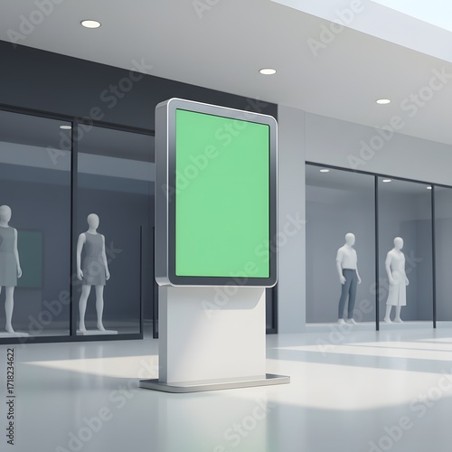 Modern Billboard Mockup in Shopping Mall with Mannequins for Advertising