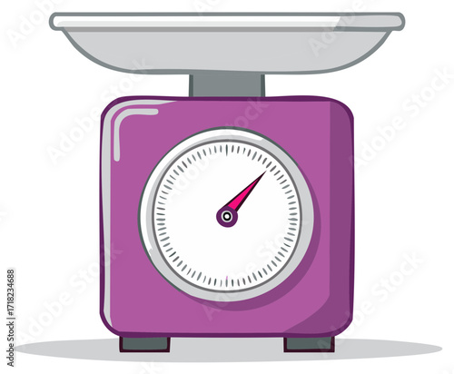 Vintage Purple Kitchen Scale Illustration Weighing Tool for Baking and Cooking