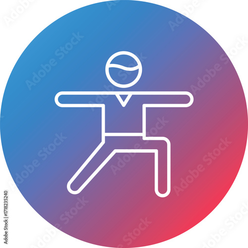 Warrior Pose Right Line Gradient Circle Background Icon