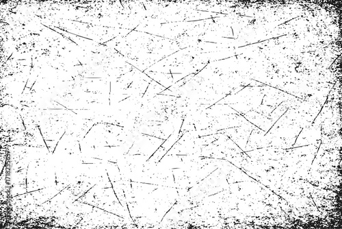 Black grunge dust texture with scratches and distressed noise effect on white background vector illustration.