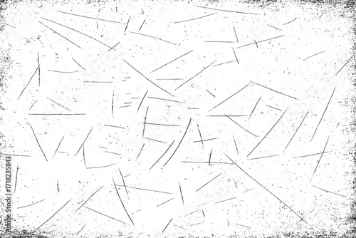 Black grunge dust texture with scratches and distressed noise effect on white background vector illustration.