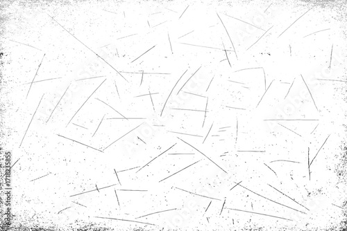 Black grunge dust texture with scratches and distressed noise effect on white background vector illustration.
