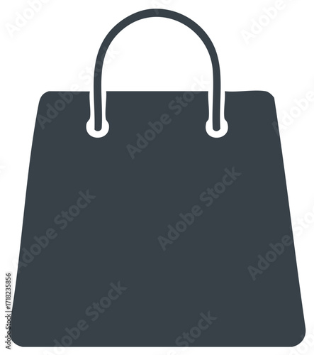 Simple Shopping Bag Icon with Curved Handles and Clean Silhouette