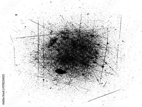 Black grunge dust texture with scratches and distressed noise effect on white background vector illustration.