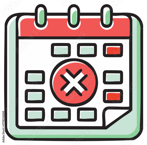 Canceled Calendar Schedule - Flat Vector Icon of Events Postponed Or Deadline Missed