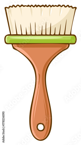 Illustration of a paint brush with orange handle and white bristles isolated on white