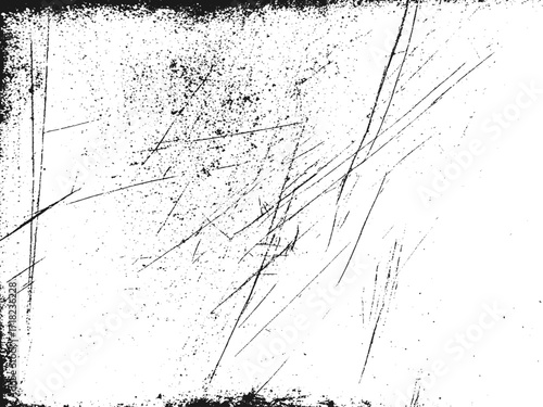 Black grunge dust texture with scratches and distressed noise effect on white background vector illustration.
