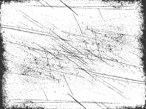 Black grunge dust texture with scratches and distressed noise effect on white background vector illustration.