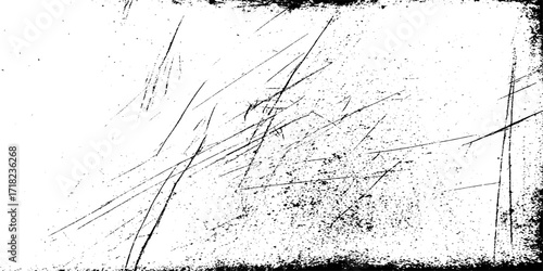Black grunge dust texture with scratches and distressed noise effect on white background vector illustration.