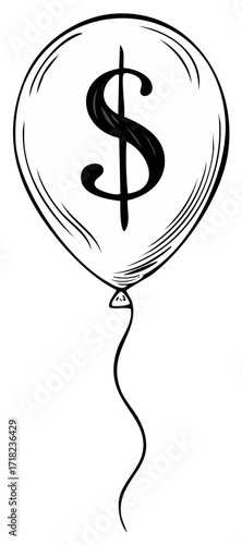 Sketched dollar sign balloon depicting financial prosperity investment and economic concepts