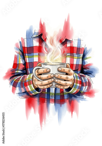 Warmth and Comfort A Cozy Cup of Coffee Illustration