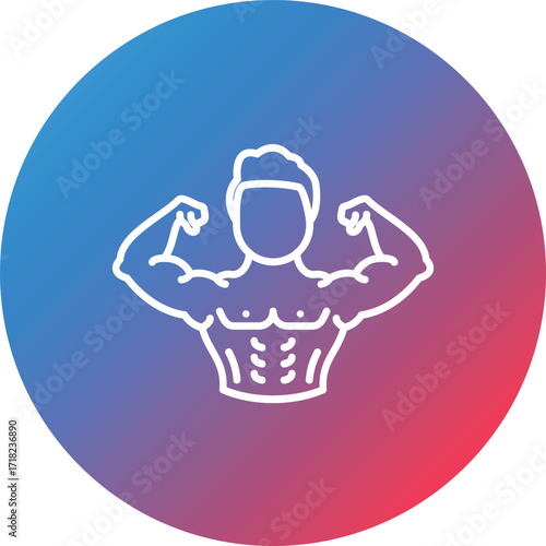 Fitness Line Gradient Circle Background Icon