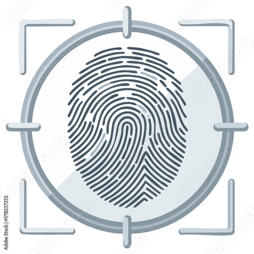 Fingerprint biometric scan in a target circle icon illustration