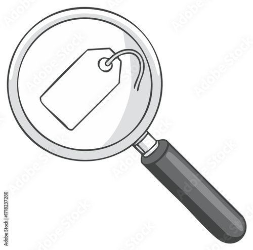 Magnifying Glass Focuses Attention on Blank Price Tag, Representing Value Scrutiny and Retail Analysis