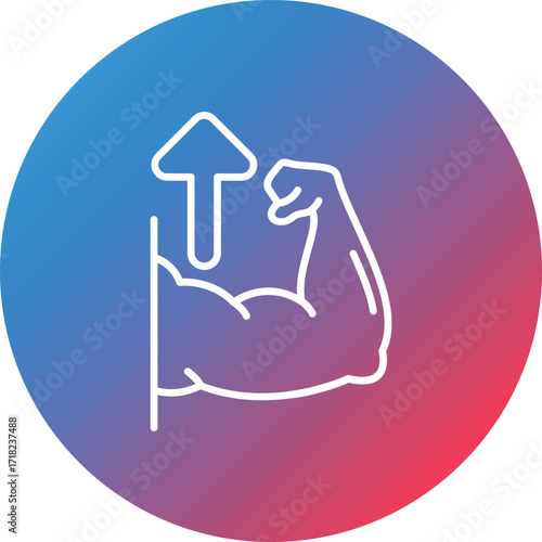 Muscles Line Gradient Circle Background Icon