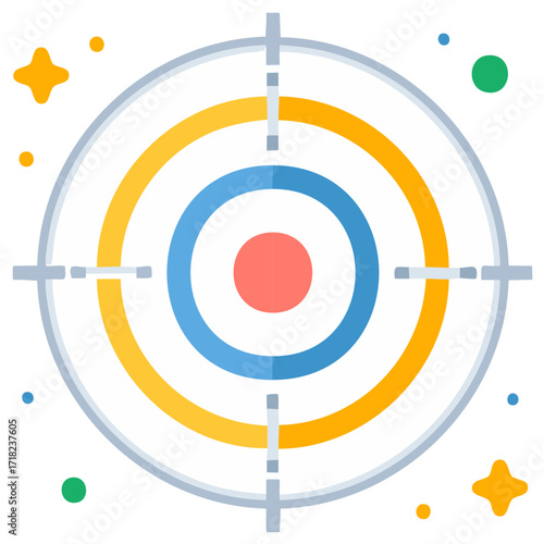 Abstract Target Icon Illustration With Circles And Crosshairs, Goal Achievement Concept