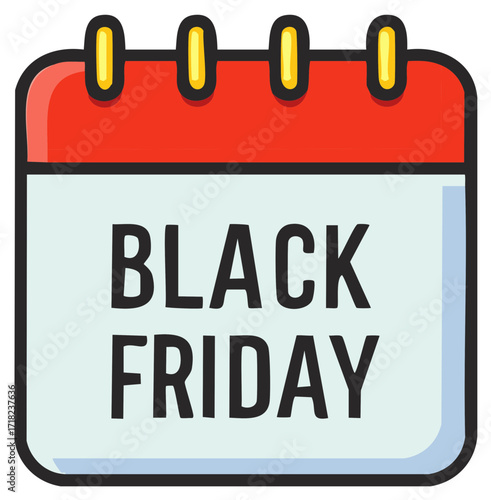 Black Friday Calendar Icon Symbolizing Seasonal Shopping Sales and Discounts Event