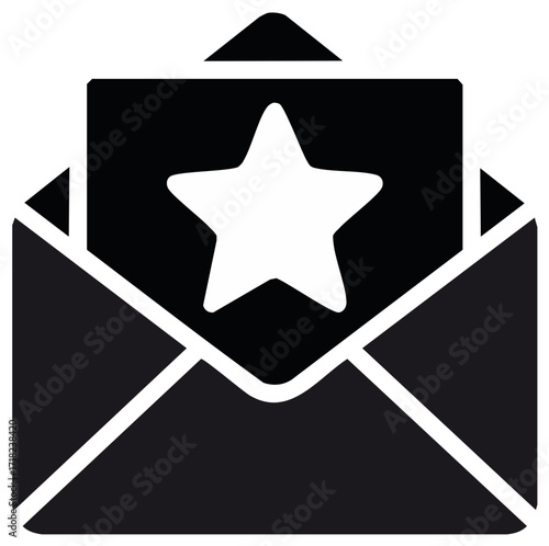 Vector illustration of an opened envelope with a prominent star symbol inside suggesting importance or special notification