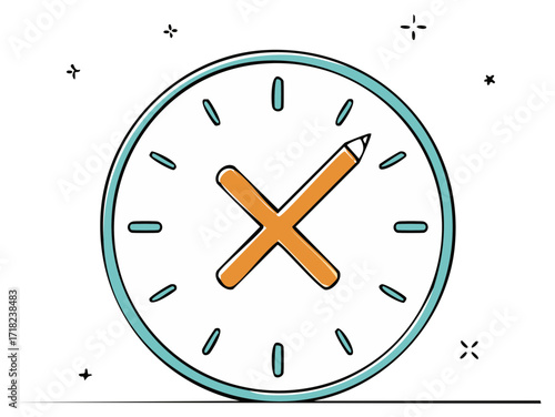 Creative time concept: Pencil clock graphic design illustration. Business, deadlines.