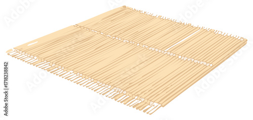 Simple Bamboo Mat Table Setting with Tassel Edge, Flat Lay