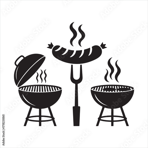Grilled meat on barbecue grill icon vector illustration