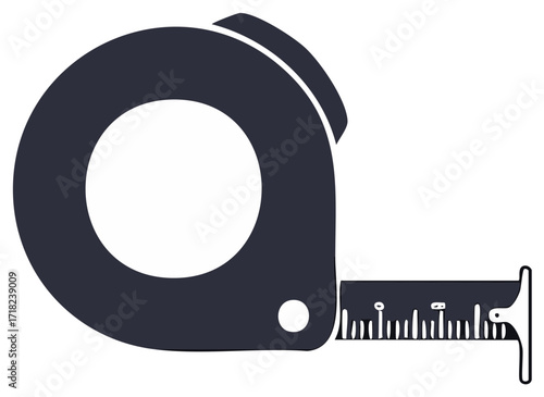 Illustration of an extended measuring tape in gray for construction tasks and renovation planning