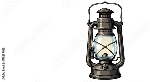 Vintage lantern with detailed design isolated on white background