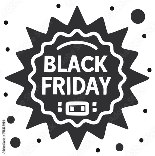 Black Friday sales promotion design with starburst. Holiday shopping event graphic.