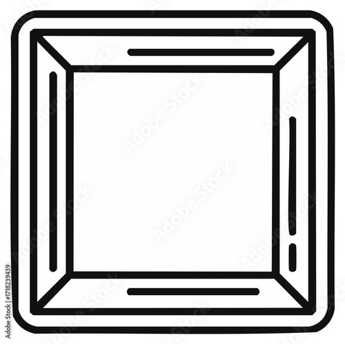 Simple square border element with perspective lines in black outline style